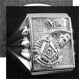 Gothic Sterling Silver Past Master Rings, Solid Back #7G